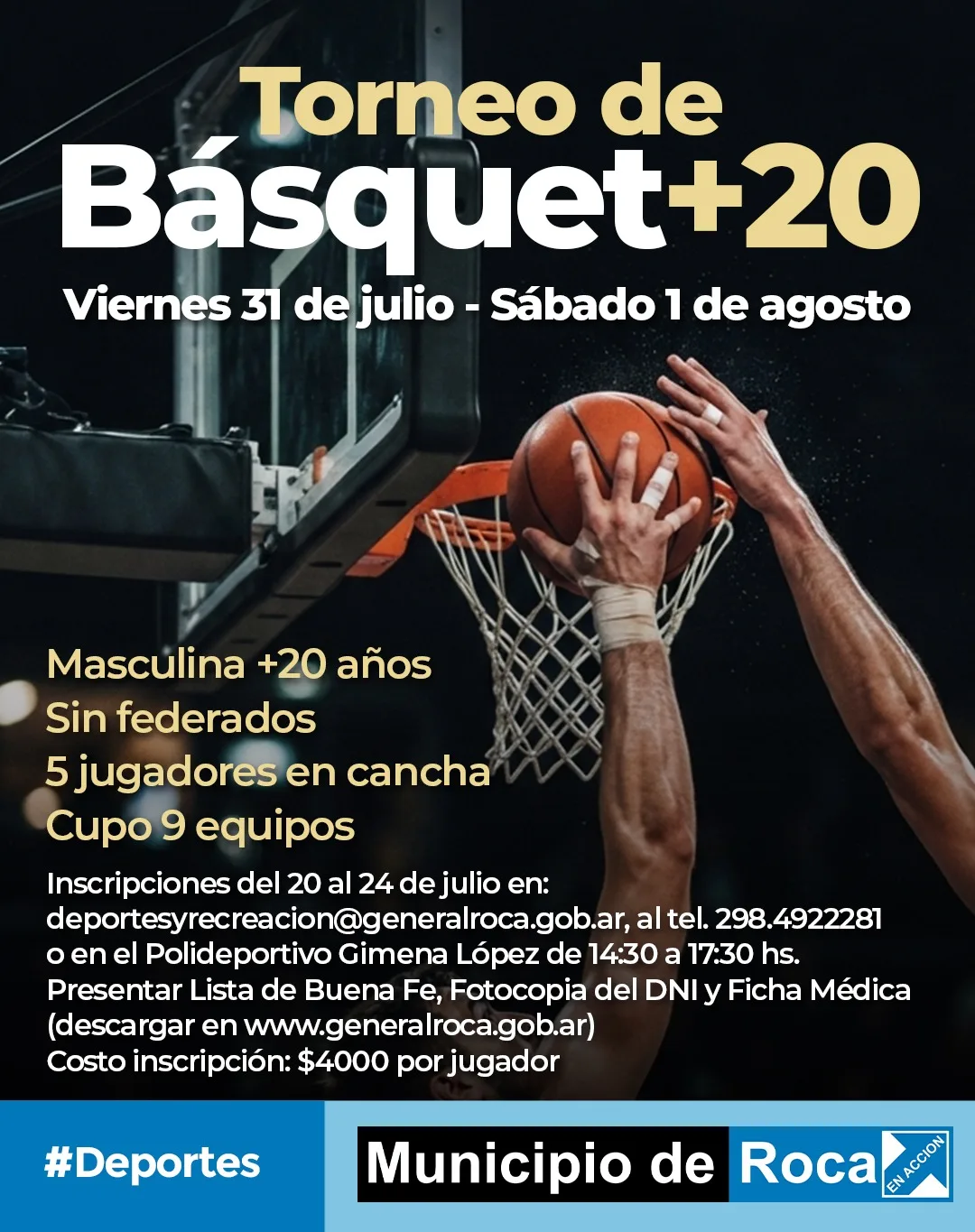 Comienza el primer Torneo Municipal de Básquet Masculino +20