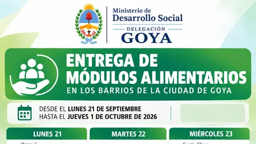 Entrega de Módulos Alimentarios en Goya desde el 21 de septiembre