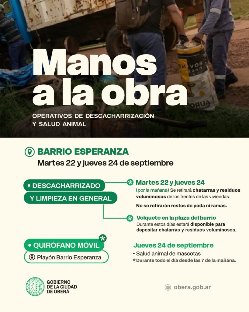 Descacharrización y salud animal en barrio Esperanza