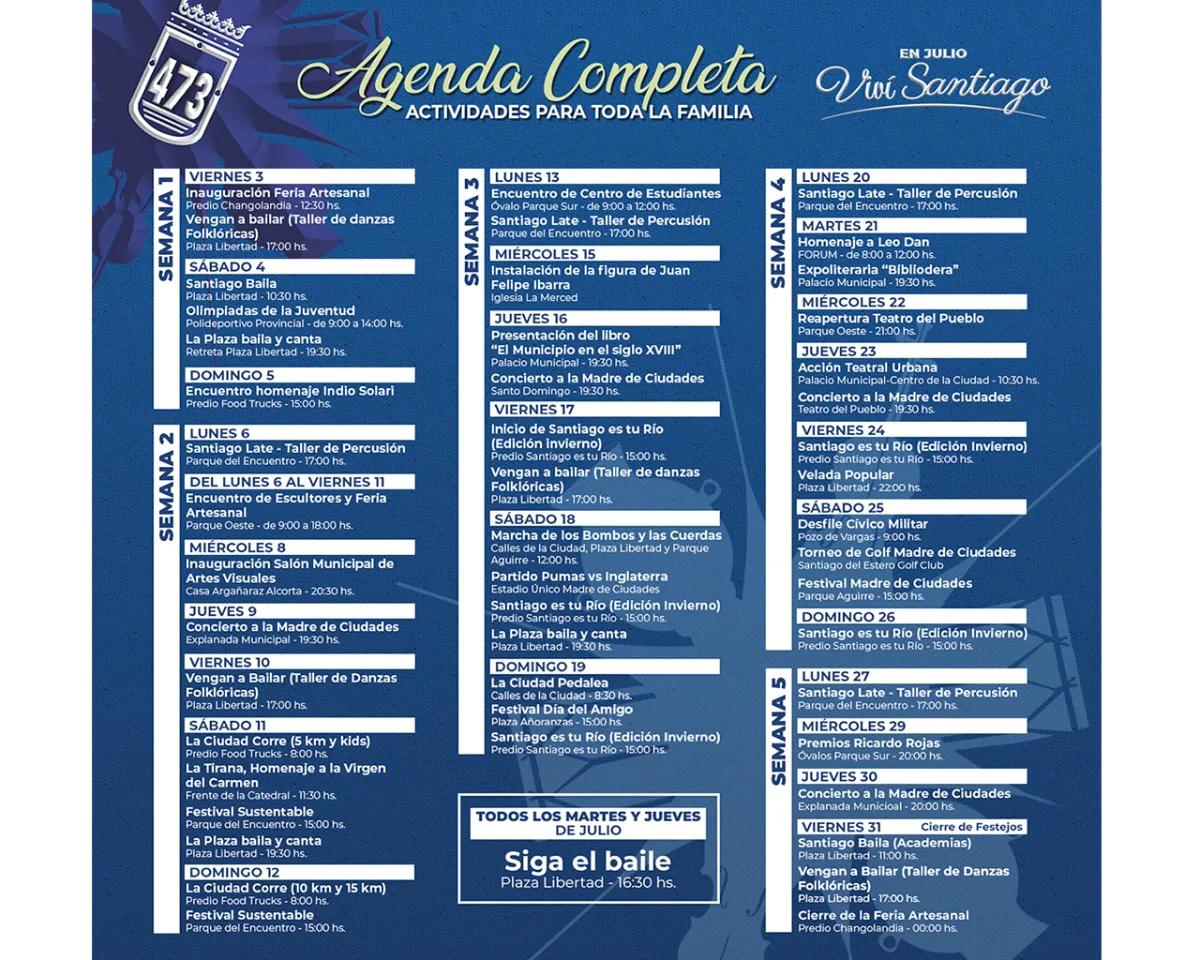 Actividades para celebrar el 473° aniversario de la ciudad