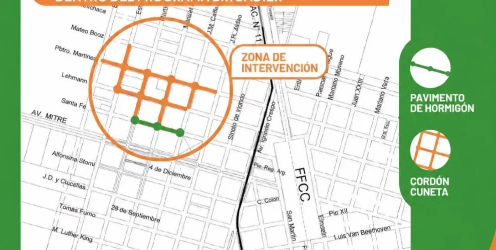 Nuevas obras viales en Recreo: pavimento y cordón cuneta