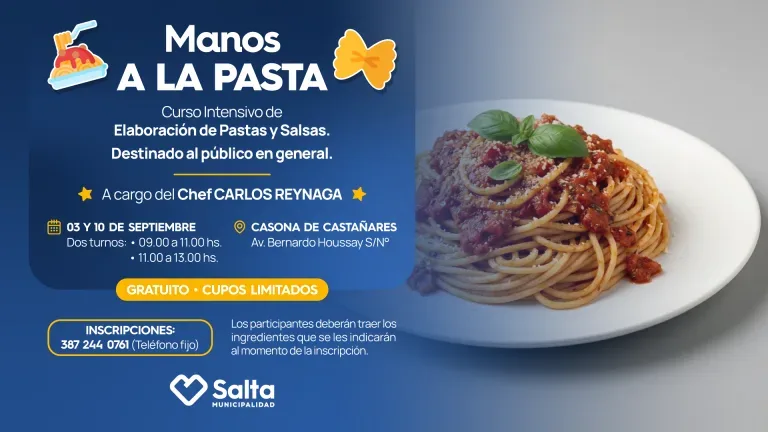 Inscripciones abiertas para curso de Pastas y Salsas