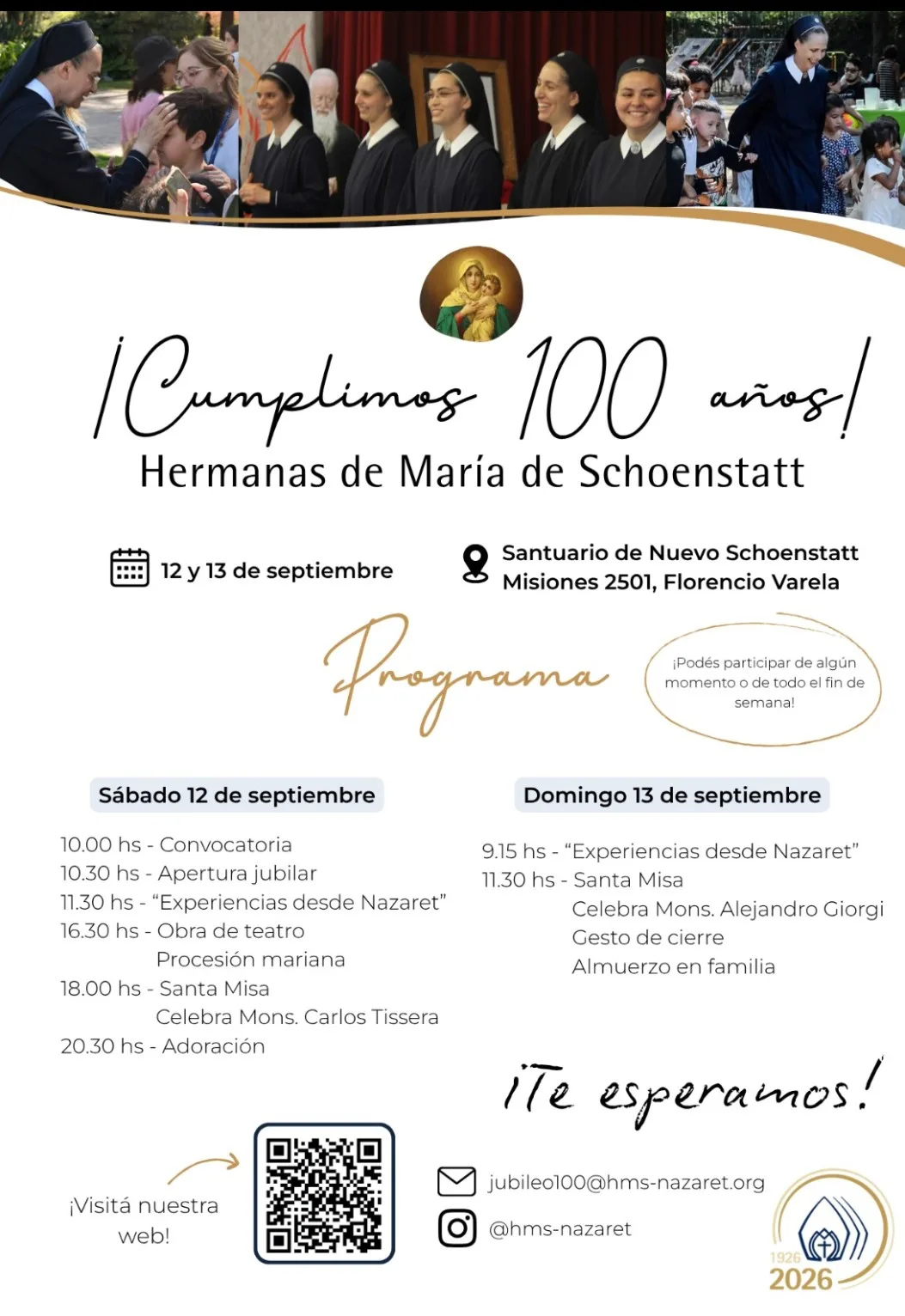 Celebración por los 100 años del Santuario Nuevo Schoenstatt