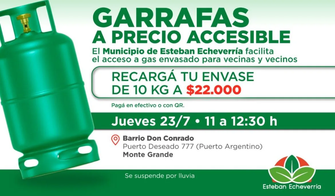 Monte Grande ofrecerá recarga de garrafas a bajo costo