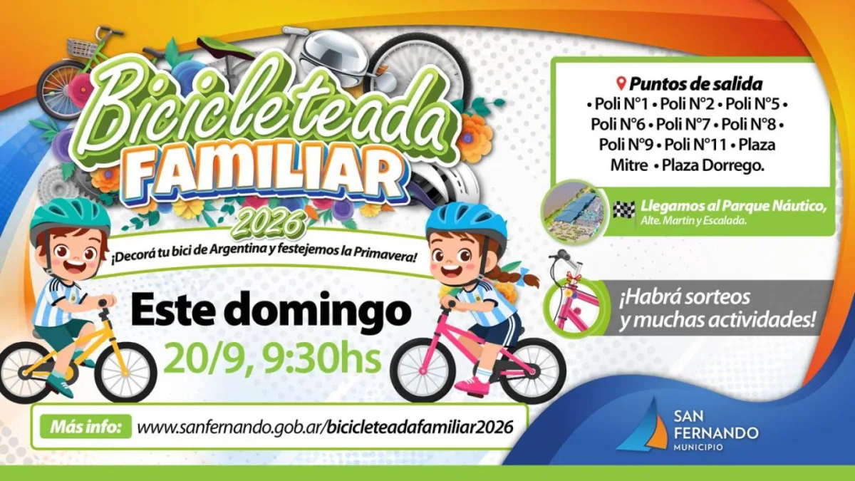Bicicleteada Familiar en San Fernando este domingo