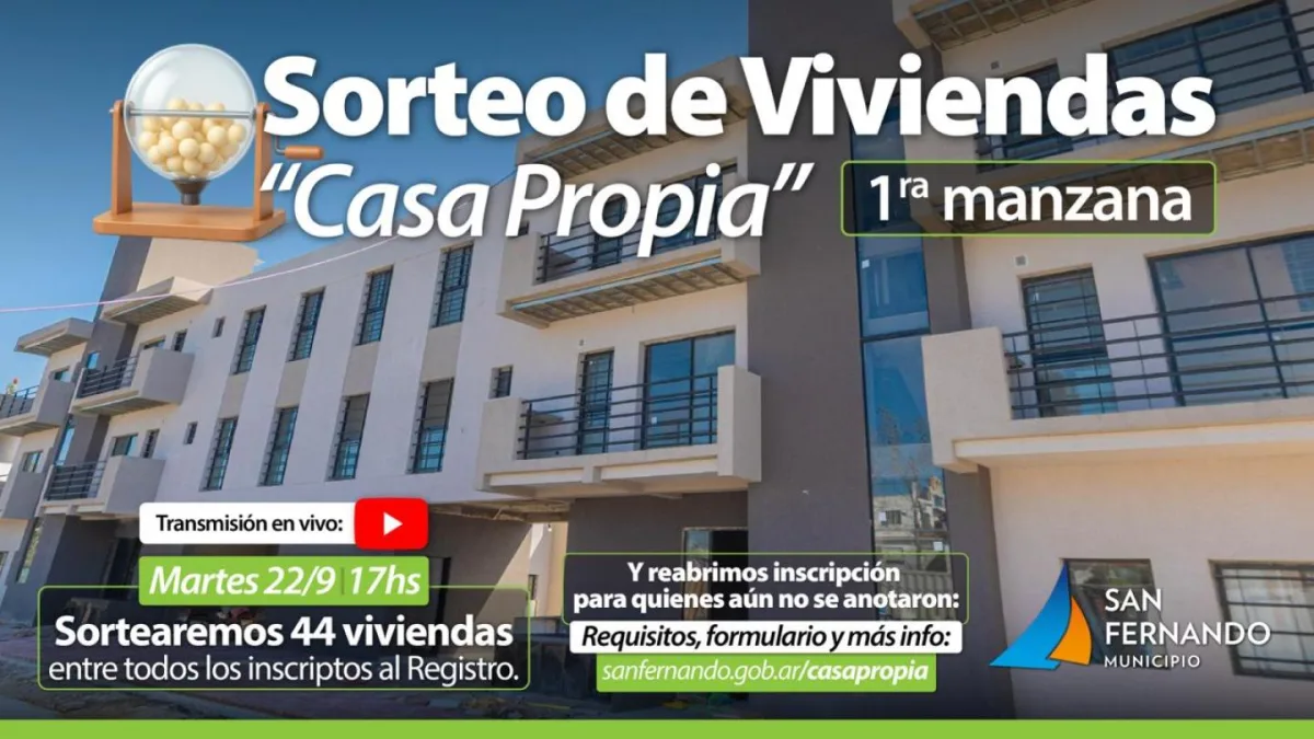 Sorteo de 44 viviendas en San Fernando el 22 de septiembre