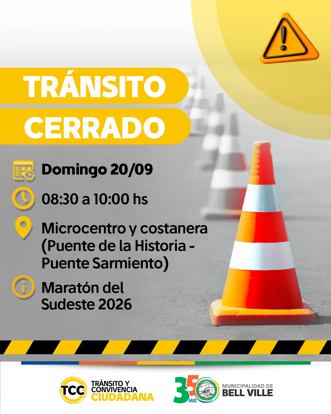 Cortes de calles por el Campeonato Maratones del Sudeste este domingo